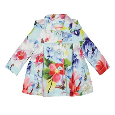 Baby girls' light green floral printed coat